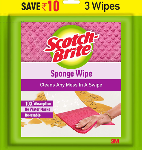 Scotch-Brite Multi-purpose , Easy to use kitchen cleaning Sponge Wipe (3 -Pieces)